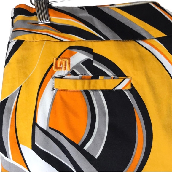 Women's 12 Loudmouth Ladies Golf Skort Skirt Geometric Swirls Yellow Black Lined - Picture 7 of 9
